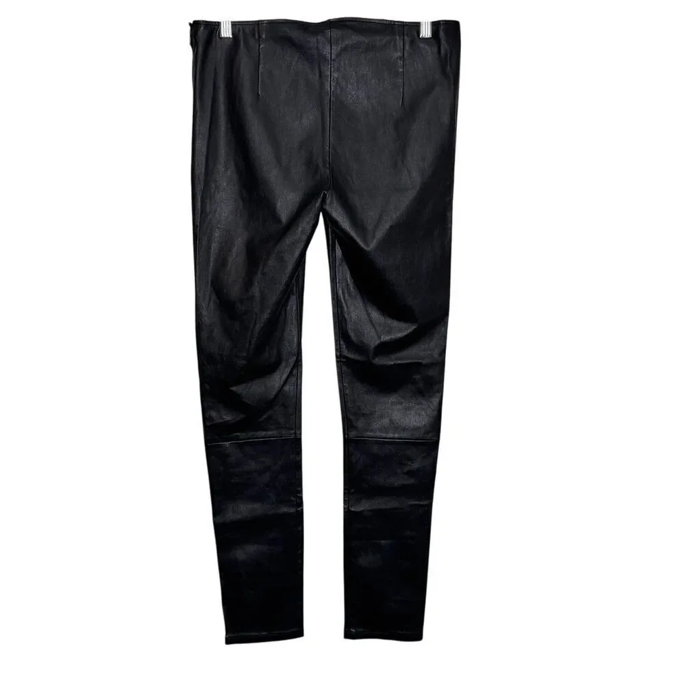 Michael Stars Pants Womens Medium Black Stretch Leather Leggings Skinny KT13C750